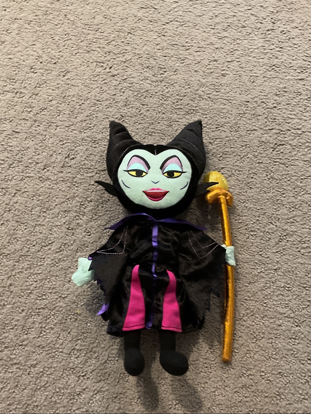 Disney Maleficent Plush Doll in Black, Purple, Pink and Gold